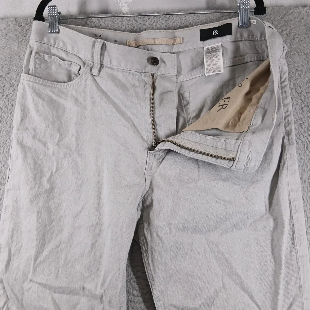 Banana Republic Mens 36x32 Slim Fit Linen Blend Pants Stone Beige Khaki